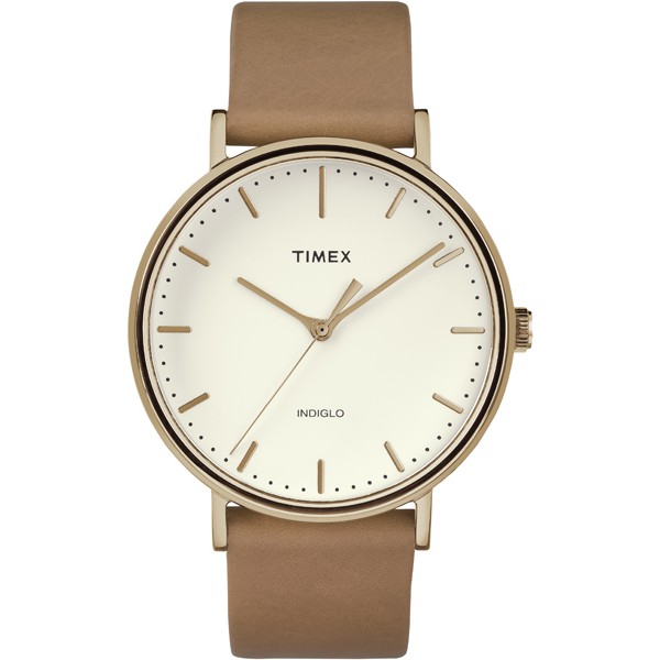 Timex นาฬิกาข้อมือ รุ่น FAIRFIELD FULL SIZE BROWN LEATHER STRAP CREAM DIAL