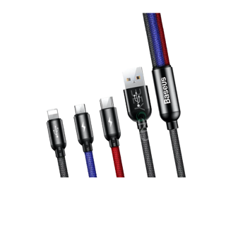 สายชาร์จ Baseus สายชาร์จเร็ว 3 in1 3 หัว สายชาร์จ iP ซัมซุง micro usb type c fast charge Cable for ip samsung