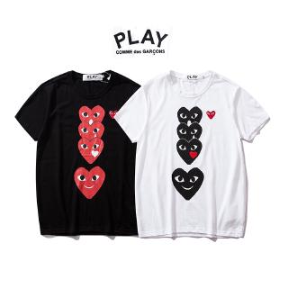 PLAY เสื้อยืดแจนสั้น คอกลม เสื้อทรงหลวม ผู้ชายและผู้หญิง