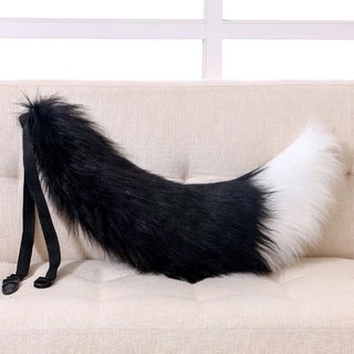 หางจิ้งจอก หมาป่า 70cm อ้วนๆ ฟูนุ่ม [พร้อมส่ง] แบบเข็มกลัด+ริบบิ้นมัดเอว
