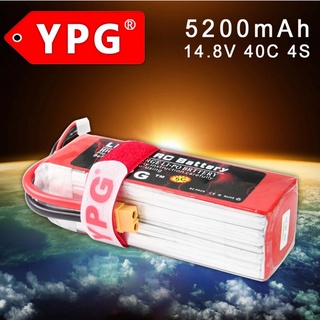 [แบตเตอรี่ 4เซล] แบตลิโพ YPG 4s 14.8V 5200mah 40C XT60 แบตสำหรับ Rc หรือใส่มอเตอร์ไซ 2จังหวะ