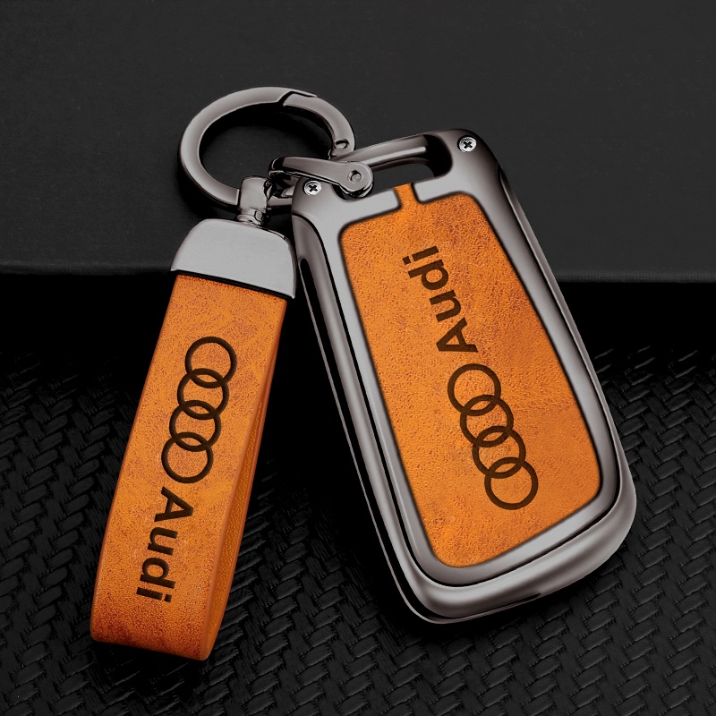 Audi รถหนังสําหรับ A3 A4 A5 A6 B6 B7 B8 Q3 Q7 S3 C5 C6 4F 8L 8P 8V RS3 S3 TT สังกะสี + หนัง Audi Key