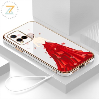 Zymello เคส Vivo Y21 V23 5G V23E 5G Y12S Y15S Y20 Y15A Y33S Y21S V21 5G Y21A Y21T Y17 Y12A Y11 Y12 Y15 Y91C Y1S หรูหรา 6D ชุดแต่งงานสีแดงสาวซิลิโคนเคสโทรศัพท์