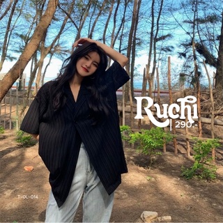 RUCHI🥰Short Blazer🥰 เสื้อคลุม แขนสั้นคอปก ผ้าคอตตอนผสม เนื้อผ้าย่นๆ พริ้วๆ มีกระดุมคู่ (แถวเดียว)