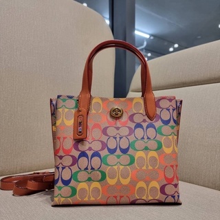 COACH CA102 WILLOW TOTE 24 IN RAINBOW SIGNATURE CANVAS