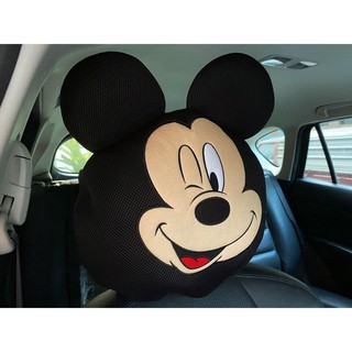 ลิขสิทธิ์แท้ หุ้มหัวเบาะรถยนต์ มิกกี้เม้าส์ 1 ชิ้น สีดำ Mickey Mouse 1 piece Car Head Rest Cover #Fun