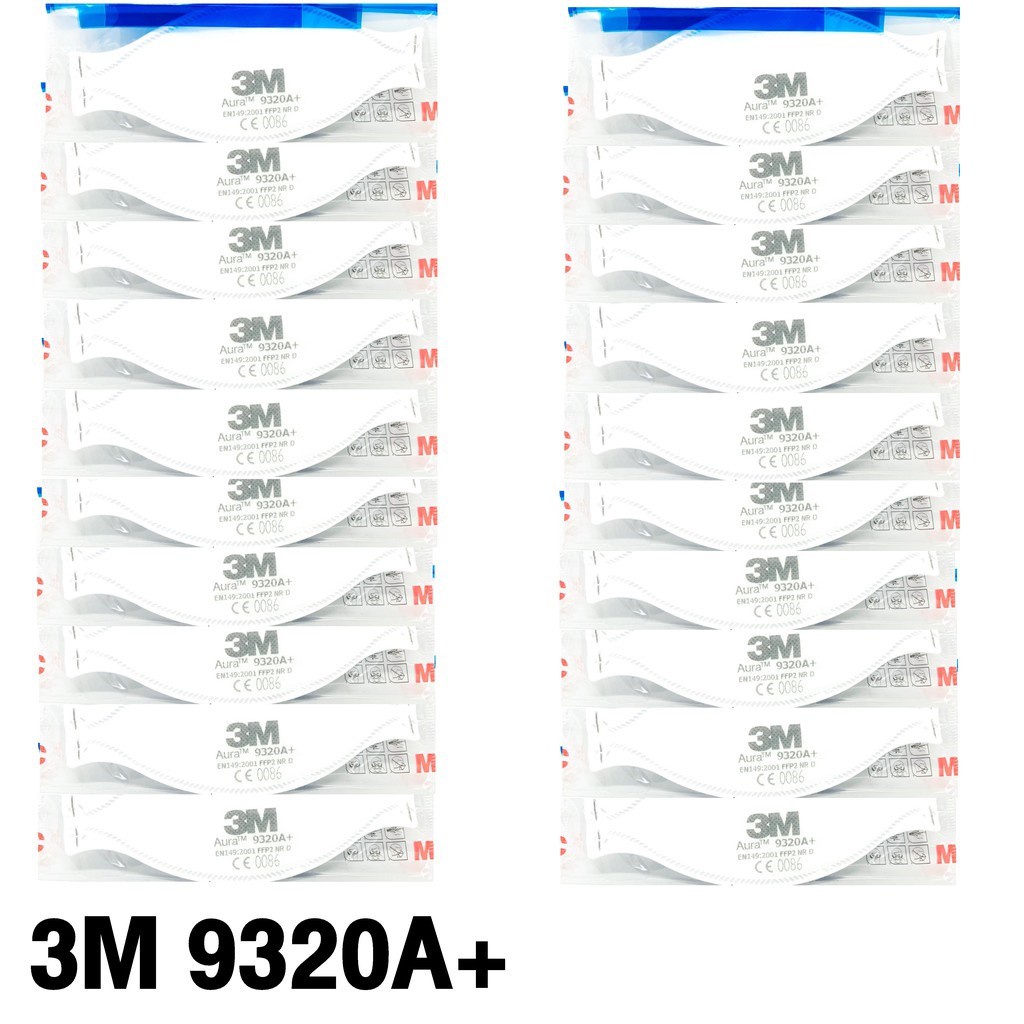 ◄✧❏3M (20ชิ้น) หน้ากากป้องกันฝุ่นแบบพับได้ รุ่น 9320A+ Aura 9320 FFP2 Mask พร้อม
