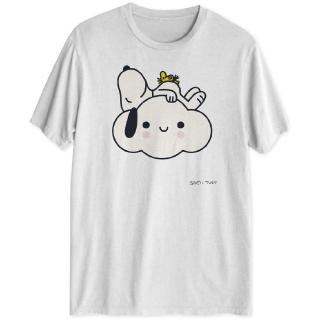 เสื้อยืด คอกลม พิมพ์ลายกราฟฟิค Snoopy Cloud สีขาว สําหรับผู้ชายS-5XL