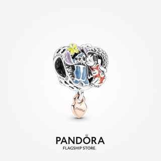 Pandora จี้รูป Disney Ohana Lilo &amp; Stitch ชุบโรสโกลด์ 14k อุปกรณ์เสริม สําหรับทําเครื่องประดับ p512