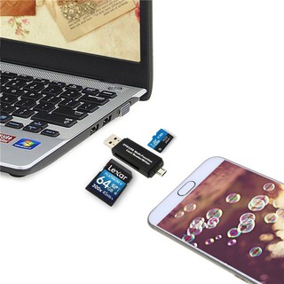 การ์ดรีดเดอร์ OTG Card Reader Micro SD / SD Card / USB ( สีดำ )