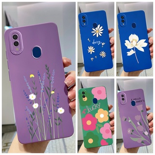 เคสโทรศัพท์ซิลิโคน แบบนิ่ม ลายดอกลาเวนเดอร์ สีม่วง ป้องกันเลนส์กล้อง สําหรับ Samsung Galaxy A10 A10S A50 A50S A30 A30S A20 A20S M10S M01S