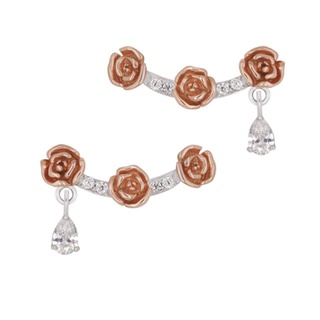 A.CEMI Cinderella Rose Earring ต่างหูมุกแท้ ต่างหูเงินแท้ ชุบทอง 18K โรสโกลว์