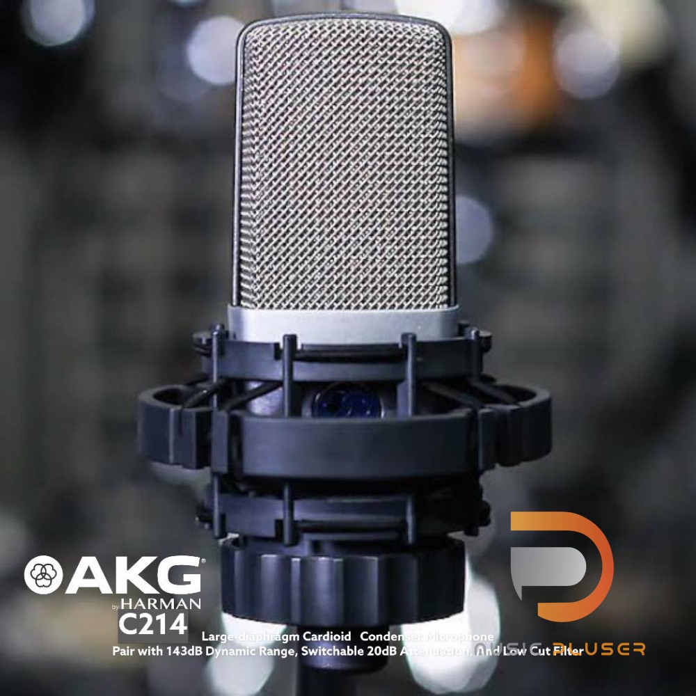 AKG C214 Condenser Microphone แUu Large-diaphragm สามารถใช้บันทึกเสียงที่มีความดังสูงเ่น กลอง,เปียโน