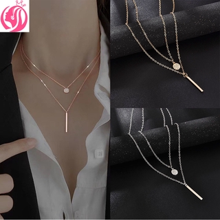 【xijing3-cod】Simple Niche Diamond-studded Double-layer Necklace Temperament Harajuku Style Clavicle Chain Female 1pcs