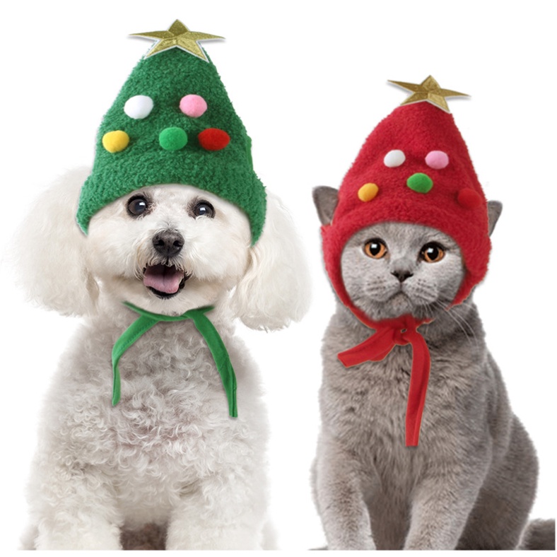 AL-281 หมวกสัตว์เลี้ยง สุนัข หมา แมว ปรับขนาดได้ Pets clothes รุ่น christmas tree พร้อมส่ง