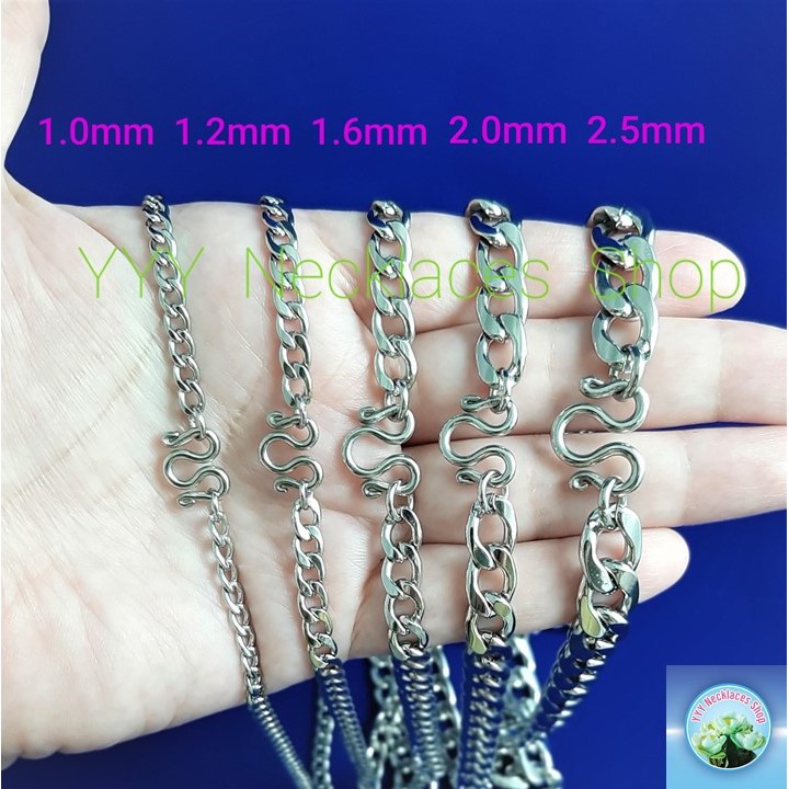 สร้อยคอสแตนเลสแท้ สินค้าไทย ลายโซ่แบน สำหรับห้อยพระ ผู้หญิง ผู้ชาย เด็ก ไม่ลอก ไม่ดำ SL28.168