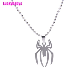 (Luckybabys) สร้อยคอสเตนเลส จี้ซุปเปอร์ฮีโร่ มาร์เวล สไปเดอร์ สีเงิน