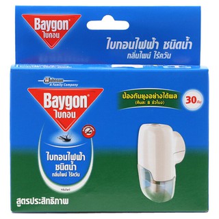 Baygon ไบกอน เครื่องไล่ยุงไฟฟ้า ชนิดน้ำกลิ่นไพน์ 30 คืน (8850175062134)