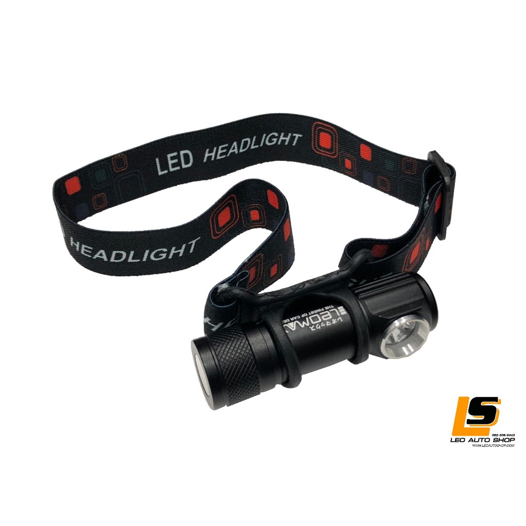 LEOMAX ไฟฉายสวมหัว USB-LED รุ่น 3909A สีดำ