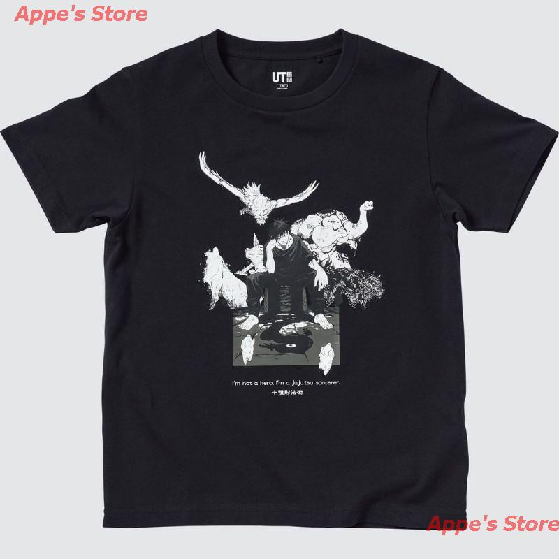 【ผ้าฝ้ายแท้】Appe's Store New Uniqlo X JUJUTSU KAISEN UNIQLO เสื้อยืดลําลองแขนสั้นพรีเมี่ยม เสื้อยืดอนิเมะ
