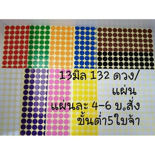 สติ๊กเกอร์วงกลม roundsticker ขนาด 13 mm (สั่งขั้นต่ำ 5 แผ่นคละสีได้จ้า)
