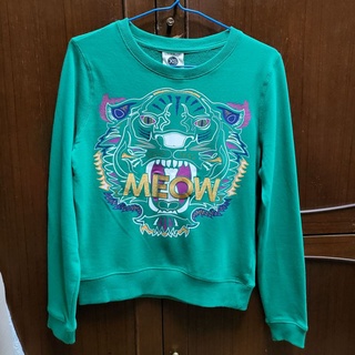 COTTON ON sweater green MEOW Kenzo เสื้อกันหนาว เสื้อแขนยาว เสื้อลายแมว เสื้อลายเสือ