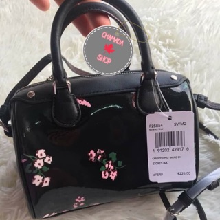 🍃COACH MICRO MINI BENNETT SATCHEL WITH CROSS STITCH FLORAL PRINT COACH F25854