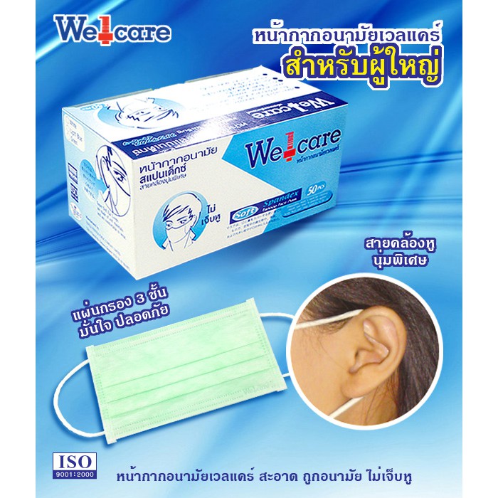 หน้ากากอนามัยเวลแคร์ สำหรับผู้ใหญ่ WELCARE FACE MASK (ADULT)