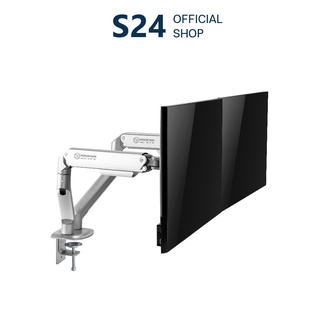 Mountain ขาตั้งจอคอม ขาตั้งจอมอนิเตอร์ 2 จอ แบบสปริง สีเงิน-ขาว Counter Balance Spring Assisted Monitor Arm รุ่น MO63-2M