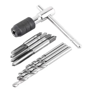 【ลดสุดใจ 】9 ชิ้น/เซ็ตสกรูก๊อกและประแจรูปตัว Tap Wrench Set T และดอกสว่านเกลียวเกลียวแตะชุดเครื่องมือมือ