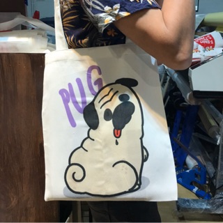 ถุงผ้า pug ขนาด 12 x 14 นิ้ว