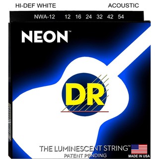 สายกีต้าร์โปร่งเคลือบเรืองแสงสีขาว DR Strings รุ่น NEON™ White Coated Acoustic Guitar Light