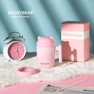 BeddyBear เบ็ดดี้แบร์ แก้วแสตนเลสเก็บอุณหภูมิ 2IN1 2 ฝา พร้อมหลอดดูด สีชมพู BBA007-002 320 ml.