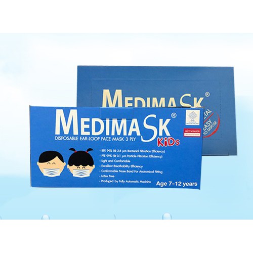 Medimask Kids หน้ากากอนามัยเด็ก “ 1แพ็ค/50ชิ้น” หนา 3 ชั้น