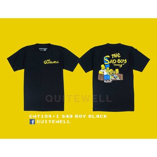 เสื้อยืดพิมพ์ลายQW_T_104-1 SAD BOY BLACK ดำ