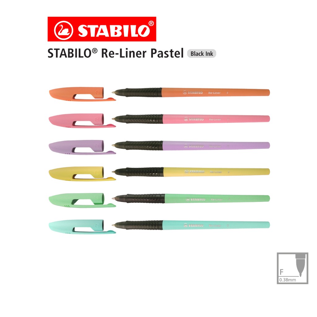 [Official Store] STABILO สตาบิโล Re-Liner Pastel เครื่องเขียน ปากกาลูกลื่นเจล ปากกา หมึกดำ หัวปากกา 0.7 mm. 6 สีสีละ 1 ด