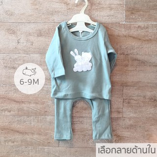 *เลือกลายด้านใน* 6-9M / ชุดนอนเด็ก เสื้อแขนยาวลายปะ กับกางเกงขยายเป้า Cotton 100% งานผลิตพิเศษ หมดแล้วหมดเลย