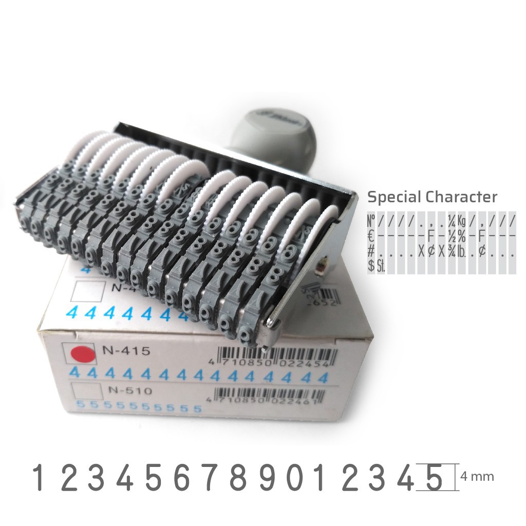 ตรายางตัวเลข แป้นสำเร็จ Shiny Numbering Stamp  ( 4mm )   12/15 หลัก  N-412/N-415