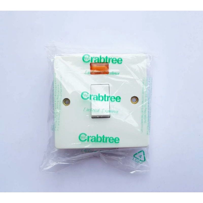 Crabtree 20A, 32A สวิตซ์แอร์ มีไฟบอก DP Control Switch with Neon Indicator แครบทรี ขนาด 3x3