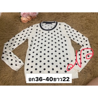 🌹Hot💥M&amp;S Collection White -T shirt Polkas Dot ผ้านิ่มสวยมากบายน่ารัก ลดราคา งานดีน่ารัก .