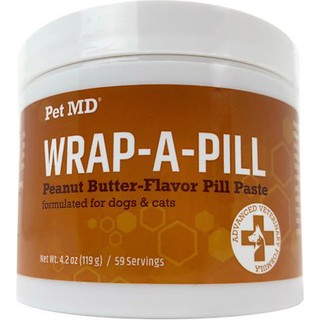 ขนมใส่ยาสุนัข / แมว Pet MD Wrap-A-Pill Peanut Butter Flavor Pill Paste Dog &amp; Cat Supplement รสเนยถั่ว 119 กรัม