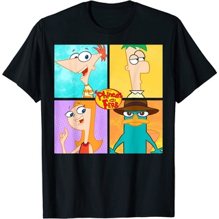 เสื้อยืดผ้าฝ้ายพรีเมี่ยม เสื้อยืด พิมพ์ลายการ์ตูน Disney Phineas And Ferb