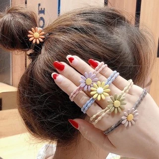 (A-006) *ขั้นต่ำ 5 เส้น*ทุกสี1บาท* ยางรัดผมลายดอกไม้ดอกเดซี่ สไตล์เกาหลี