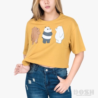 DOSH:WOMENS T-SHIRTเสื้อยืดทรงครอป คอกลม แขนสั้น ผู้หญิง สีเหลืองXS-L WE BARE BEARSรุ่น9DBBWT1020-YM