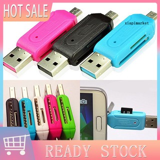 คอม|2 in 1 เครื่องอ่านการ์ด USB OTG เครื่องอ่านการ์ด Micro USB TF SD สําหรับโทรศัพท์ PC