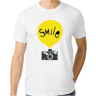 เสื้อยืดแขนสั้นพิมพ์(กล้อง Smile) เนื้อผ้านุ่ม ใส่สบาย ระบายความร้อนได้ดี ใส่ได้ทั้งชายและหญิง