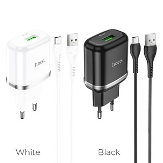 N3 Vigour QC3.0 wall charger, single USB output, EU plug, set with Type-C cable.