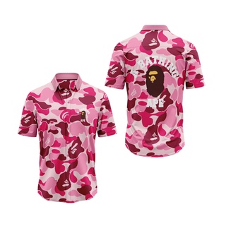 A BATHING APE เสื้อเชิ้ต พิมพ์ลายธีม A Bape สําหรับผู้ชาย