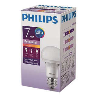 ฟิลิปส์ หลอดไฟขั้ว E27 LED Essential 7 วัตต์ แสงเหลือง Philips Bulb E27 LED Essential 7 Watt Yellow Light