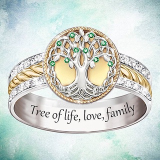 "Celtic Tree of Life Ring แหวนเงินแท้ 925 ประดับเพชร 14K สองสี สวยหรู แฟชั่น สําหรับวันแม่ ครอบครัว